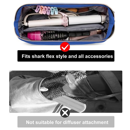 Kuosdaz Hair Tools Travel Bag for Shark Flexstyle Dyson, Quilted Case Organizer Bag, Gift for Women Hair Accessories Storage Bag, Travel Hairdryer Portable Bag for Women, Blue