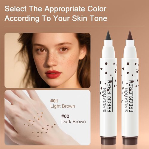 Freckle Pen - Natural Lifelike Fake Freckles | Waterproof & Long-Lasting Soft Dot Spot Pen (Light Brown)