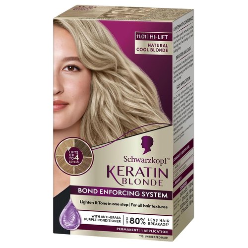 Schwarzkopf Keratin Blonde Hair Dye - 11.01 High Lift Natural Cool Blonde | Professional Quality Permanent Color with Bond Enforcing System
