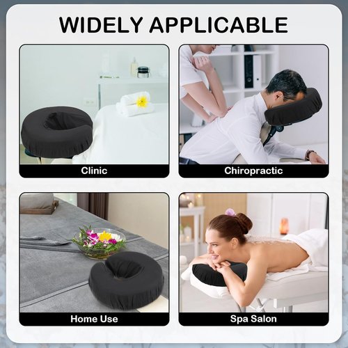 Macarrie 24 Pcs Microfiber Face Cradle Covers - Soft, Reusable & Oil-Proof for Massage Tables | Black