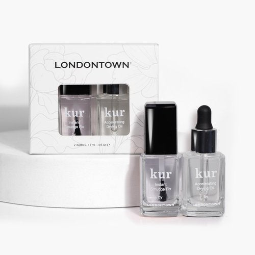 LONDONTOWN S.O.S. Salon Staples Set - Instant Smudge Fix, Accelerating Drying Oil, Smoothes and Fixes Manicures Ultra Fast Drying Set .40fl oz Each