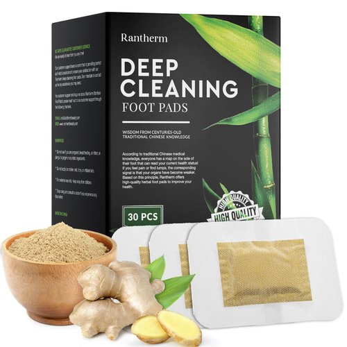 Rantherm Deep Cleansing Foot Pads: Bamboo Wood Ginger Foot Patches for Promoting Daily Relaxation and Sleeping 30 Packs