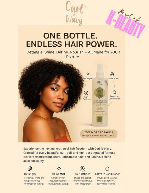 ON Natural Curl-N-Wavy 4-in-1 Hair Enhancer - Cherry Blossom Scent | 10 Oz for All Hair Textures
