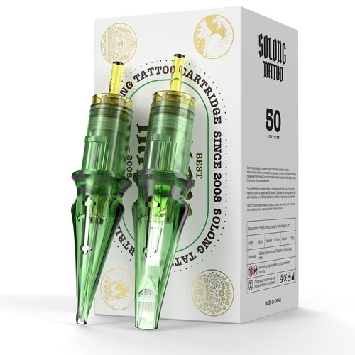 50Pcs Tattoo Needles Assorted, Solong Pro Disposable Tattoo Needles Size #12 Round Liner Round Magnum-10Pcs each of 3RL,5RL,7RL,9RM,15RM Tattoo Cartridge Needles EN01S-50KIT-X