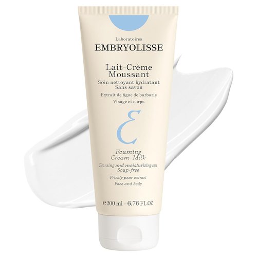 Embryolisse Foaming Cream Milk - Hydrating Soap-Free Cleanser for Face & Body, 6.76 Fl Oz