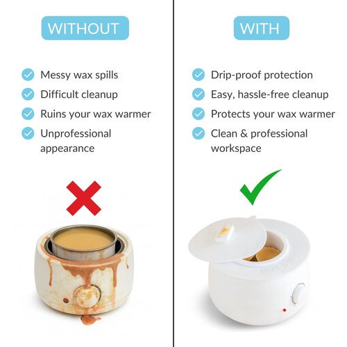 Reusable Non-Stick Silicone Wax Collars + Can + Lid for Wax Pot – Fits All 14-16 oz Wax Cans & Warmers – Wax Warmer Collars for Easy, Mess-Free Cleaning, 3-Piece Set (Collar + Can + Lid, White)