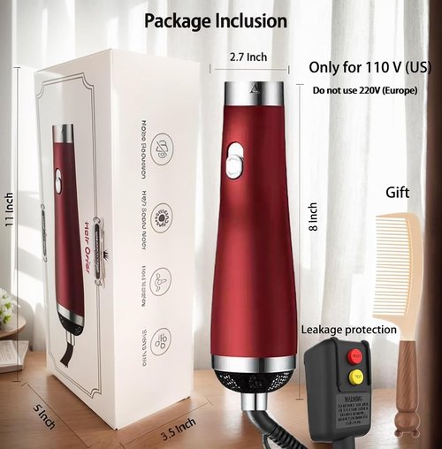 **Skiennix Portable Hair Dryer - High-Speed Travel Hair Dryer with Negative Ion Technology | 3 Heat/Speed Settings, Low Noise, Red**