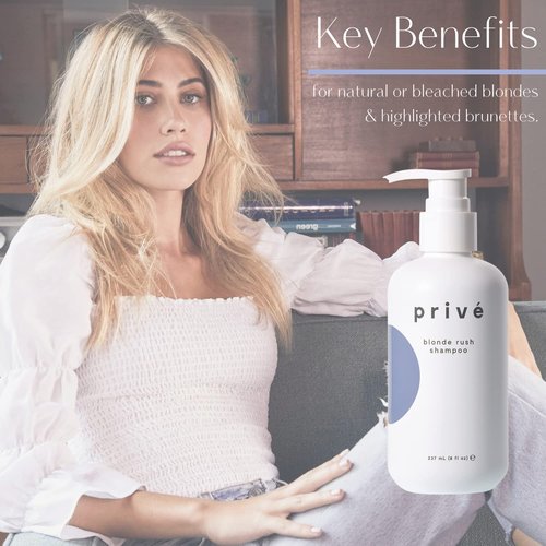 Prive Blonde Rush Conditioner - Blue-Violet Toning for Natural & Bleached Blondes | Strengthens Damaged Hair