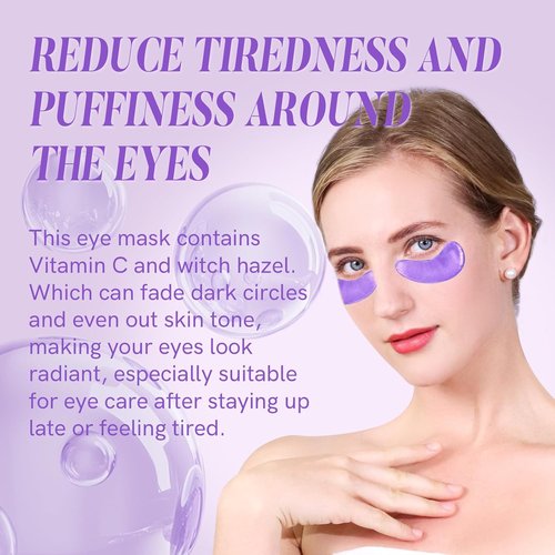 PEAUAMIE Under Eye Patches - Vitamin C & Witch Hazel Eye Mask for Dark Circles | 30 Pairs