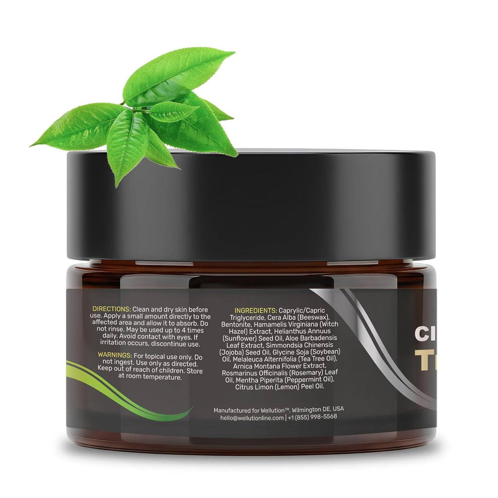 WELLUTION Cystic Acne Spot Treatment - Fast-Acting Tea Tree Cream for Pimples & Blemishes - 1oz Non-Greasy Formula