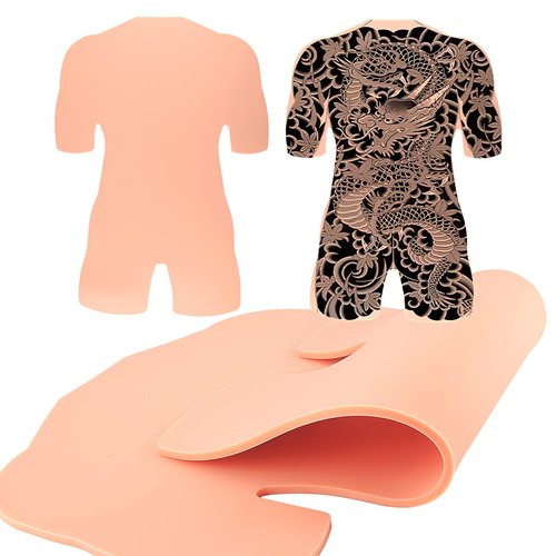 Full-body back tattoo practice skin with double-sided soft silicone thickening, 6mm thick, suitable for artwork display