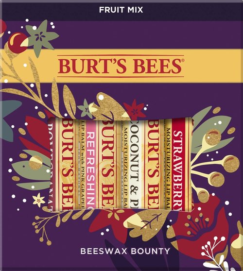 Burt’s Bees Lip Balm Holiday Gift Set - 4 Beeswax Flavors: Pomegranate, Sweet Mandarin, Coconut & Watermelon