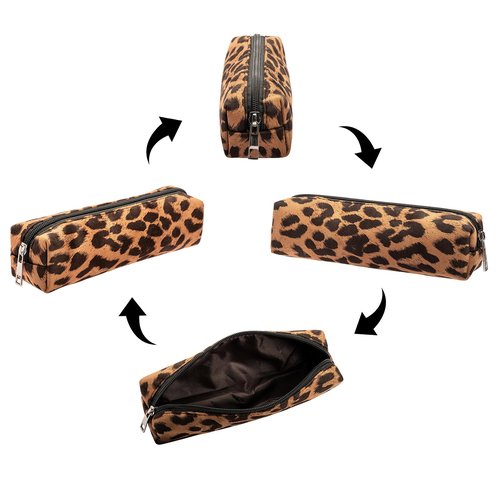 AGBIADD Makeup Bag Set, Large Capacity Cosmetic Bag and Pencil Case, Soft Material, Travel Toiletry Organizer (Brown)