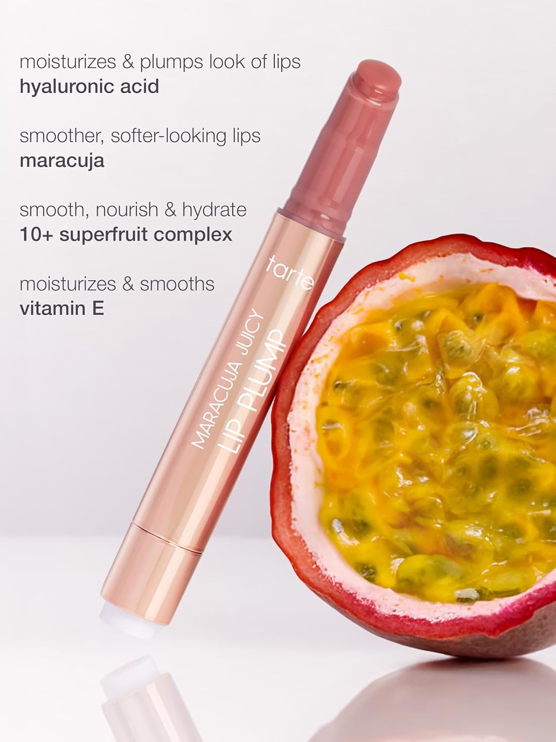 Tarte Maracuja Juicy Lip Plump - Hydrating Lip Plumper Gloss Balm with Hyaluronic Acid & Vitamin E, Vegan & Cruelty-Free