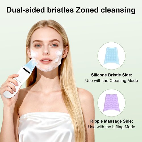 Face Blackhead Remover Tools, Deep Pore Cleaner Skin Scrubber Spatula Facial Scraper with USB Recharge, Silicone Brushes & Blackhead Needles Included