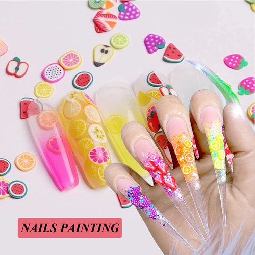 20000 pcs (20 Styles) Clay Slices Charms, VEINARDYL Nail Art Slices Fruit Heart Flower 3D Polymer Clay for DIY Crafts Resin Slime Making Cellphone Decoration