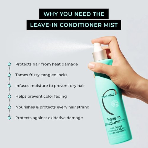 Malibu C Leave-In Conditioner - Moisturizing Heat Protectant & Detangler Spray for All Hair Types (9oz)