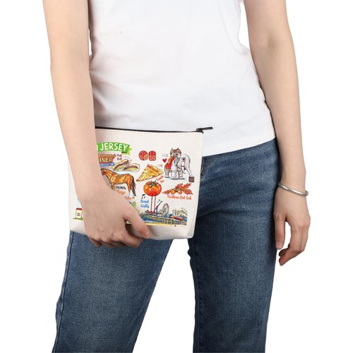 PWHAOO New Jersey State Souvenirs Gift New Jersey Makeup Bag New Jersey Home Cosmetic Bag New Jersey Tourism Gift New Jersey Vacation Gift (New Jersey M)