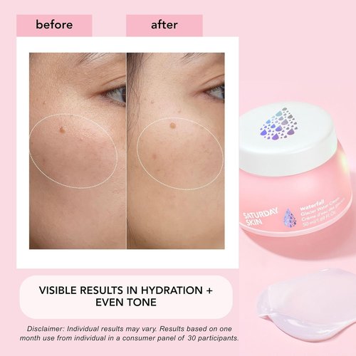 Saturday Skin Waterfall Glacier Water Face Cream - Oil-Free Korean Moisturizer for Oily Skin | Lightweight Gel, 1.69 Fl Oz