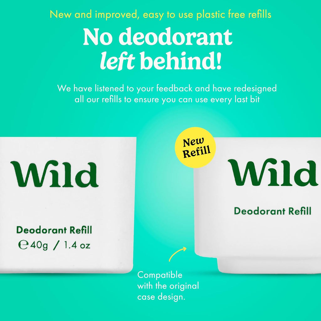 Wild Aluminum Free Refillable Deodorant - Fresh Cotton & Sea Salt Trio Pack | 98% Natural Ingredients, Vegan Friendly