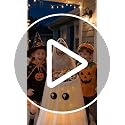 Halloween Candy Bowl Stand with Light-Up Ghost Decor - 32 Inch White, Includes Water Bag