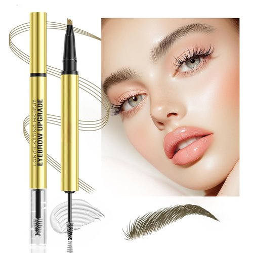 Skiennix 2-In-1 Long-Lasting Eyebrow Pencil & Brow Gel - Light Brown & Dark Brown Shades