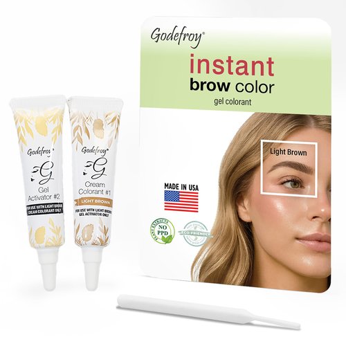 Godefroy Fast Acting Temporary Instant Brow Color, 24 Applications Per Package, Salon Quality Results (Light Brown)