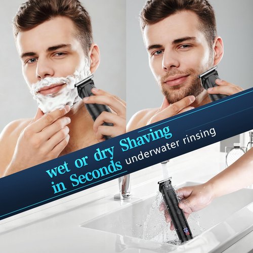 Bomxin 6-in-1 Men's Grooming Kit, Cordless Beard Trimmer & Hair Clipper for Men with Nose Hair Trimmer & Mustache Trimmer Attachments, Waterproof USB Rechargeable Personal Care Set, Gifts for Men