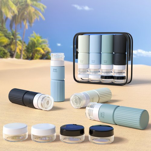 Tocelffe 18pes Travel Bottles for Toiletries,TSA Approved Silicone Travel Containers jar for Toiletries,Leak Proof 3oz Refillable Liqus Shampoo And Conditioner Travel Essentials toiletry Bottles