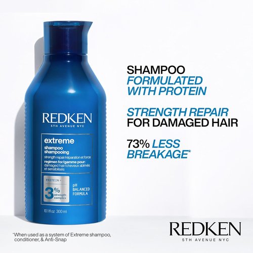 Redken Extreme Shampoo - Strengthen & Repair Damaged Hair, Protein-Infused Formula, 10.1 oz