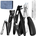 Precision Stainless Steel Heavy Duty Angled Head,Wide Jaw Clippers for Seniors and Man,Ingrown Toenail,Thick Nail.Extra-Long Handle, Extra-Large Slanted Nail Cutter. Men,Women,Elderly.7Pcs (7PCS Toe)