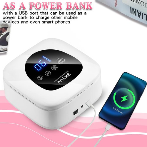 Rechargeable UV LED Nail Lamp, SKYUV Cordless Nail Dryer for Gel Polish, UV Nail Lamp with 4 Timers Setting and LED Touch Screen, Professional Curing Lamp Light with 30 Beads for Salon and Home ﻿