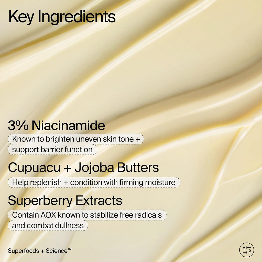 Youth To The People Superberry Body Butter - Hydrate & Brighten Skin Tone, 3% Niacinamide, Vegan, 8 oz