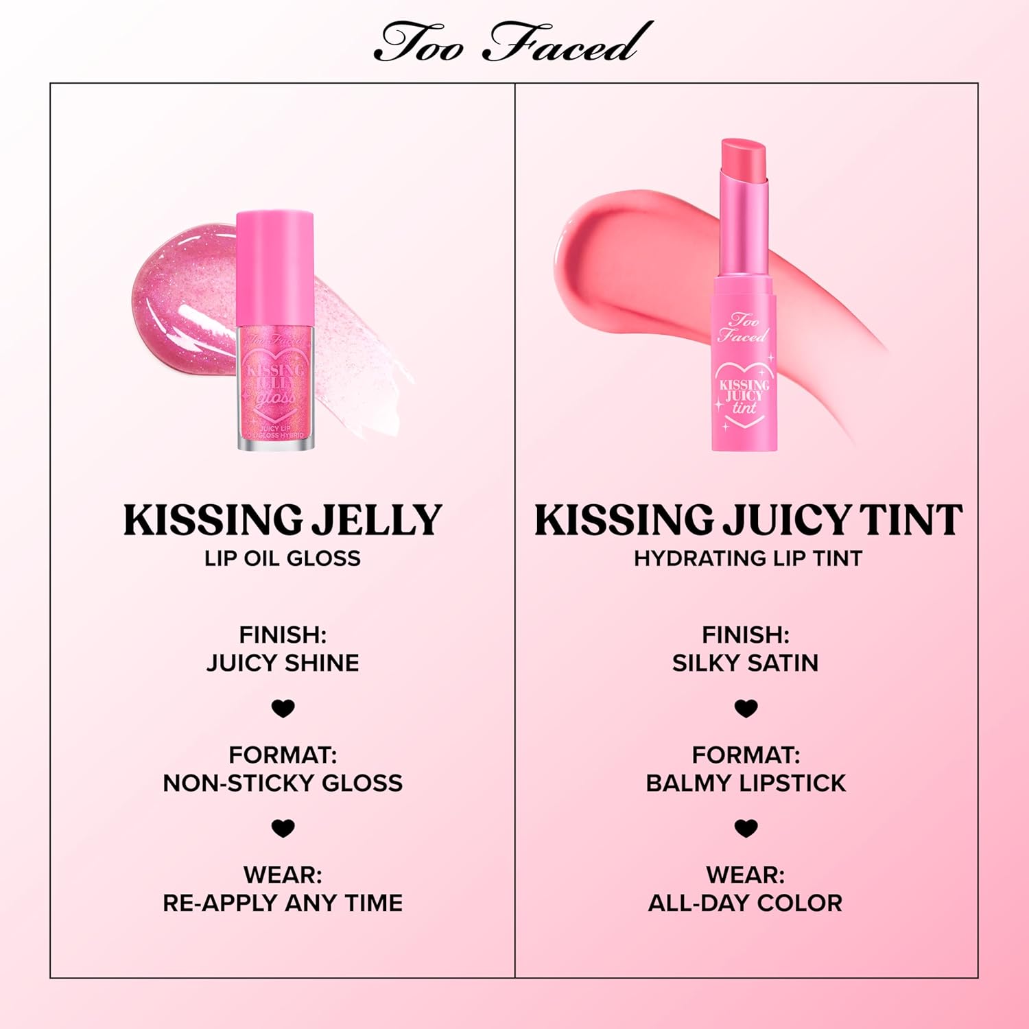 Too Faced Kissing Jelly Lip Oil Gloss - Hydrating Lip Oil & Gloss Hybrid for Moisture & Shine