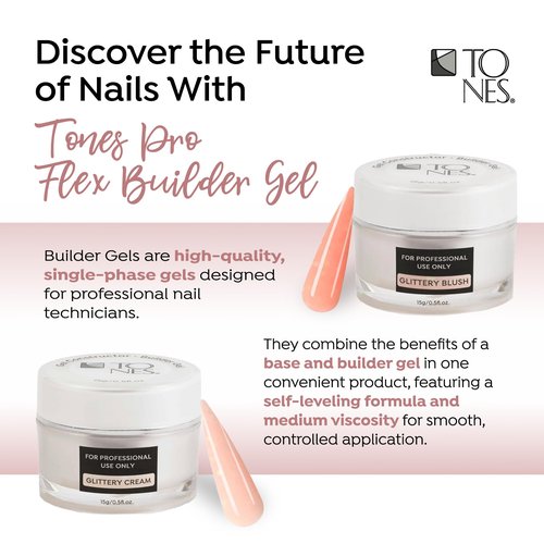 TONES Premium Self Leveling Nail Builder and Extension Gel for Professional Design - Salon-Quality LED and UV Building Gel - (0.5 Fl Oz, Baby Pink)