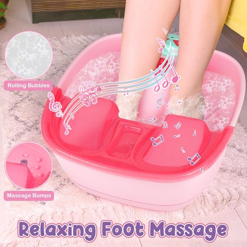Kids Foot Spa & Nail Kit - Kids Spa Day Kit for Girls with Mask Foot Bath and Nail Dryer - Manicures Pedicure Toy Kit Nails Art Salon Girl Stuff - Christmas Birthday Gifts for 6 7 8 9 10-12 Year Old