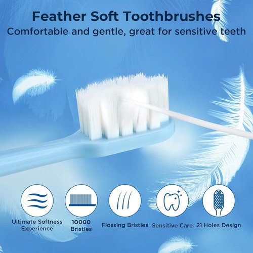 Skiennix Extra Soft Toothbrush - Gentle Care for Sensitive Gums | Compact Head with 10,000 Nano Bristles