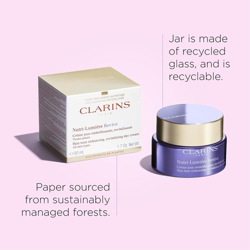Clarins Nutri-Lumière Revive Day Cream - 2-In-1 Anti-Aging Moisturizer for Mature Skin | Nourishes & Illuminates | 1.7 Ounces