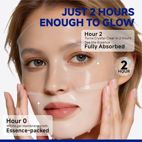 Dr Vincent Deep Hydrating Overnight Collagen Hydrogel Mask, Bio-Collagen Facial Mask for Pore-Refining Appearance & Skin Suppleness, Face Sheet Mask with Ferment Extract, Vitamin E & Peptides, 37gx5ea