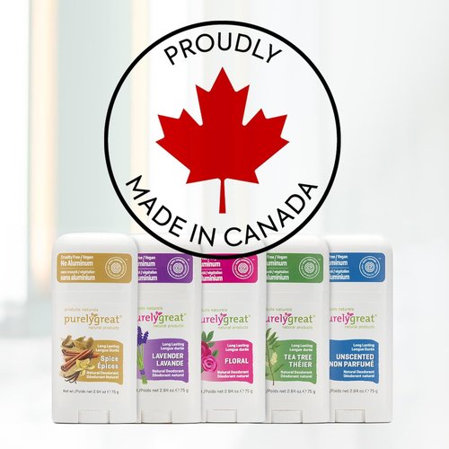 Purelygreat Natural Deodorant Stick - Spice Scented, Paraben & Aluminum Free | Travel Friendly - 2.64 oz / 75 g
