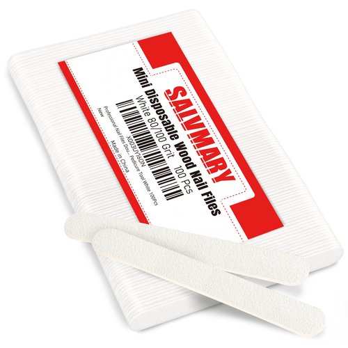 Professional Nail Files Double Sided Emery Board 80/100 Grit for Poly Gel Acrylic Nail Extension Manicure Pedicure Tool White 100Pcs