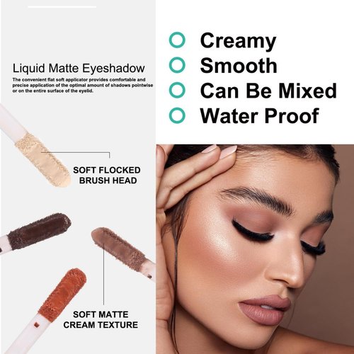 MAEPEOR Matte Liquid Eyeshadow - 8 Color Palette | Long-Lasting, Waterproof & Creamy Formula (P01 Birch)