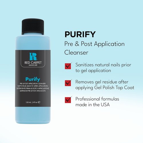RC Red Carpet Manicure Purify Gel Cleanser - Removes Tacky Residue for High-Shine Finish | 4 Fl. Oz.
