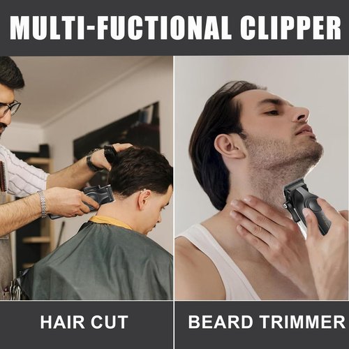 VGR 197 Professional Hair Clippers for Men, Cordless & Corded Barber Clippers with Ceramic Stainless Steel Blades, LED Indicator, Hair Cutting Kit with 6 Guide Combs & Grooming Accessories