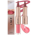 Skiennix Lip Liner & Gloss Lipstick Combo - 2-in-1 Dual-Ended Soft Pink Velvet Matte & Buildable Light Pink Gloss Set for Women, Long-Lasting Shine & Plumping Finish