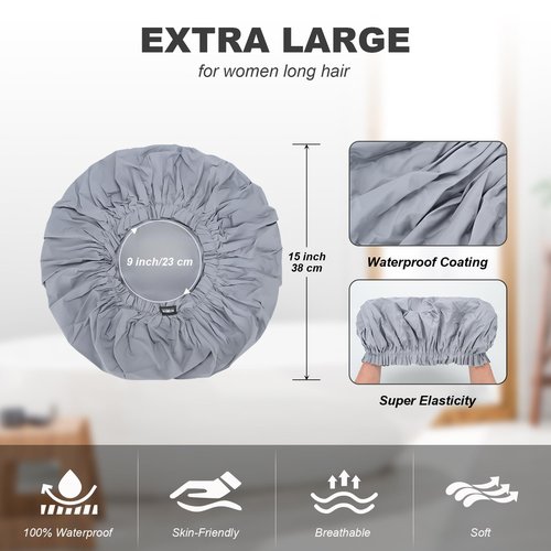 ELEBOX 4 Pack Premium Collection Super Jumbo Shower Cap Extra Large Shower Caps for Braids Shower Bonnets Women Waterproof Hair Caps for Spa Salon Shower Hat