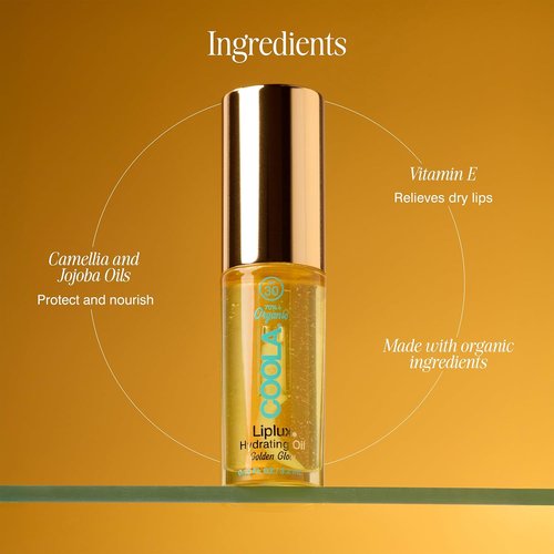 COOLA Organic Liplux Lip Oil - SPF 30 Lip Gloss Sunscreen, Vegan & Gluten-Free, 0.11 Fl Oz