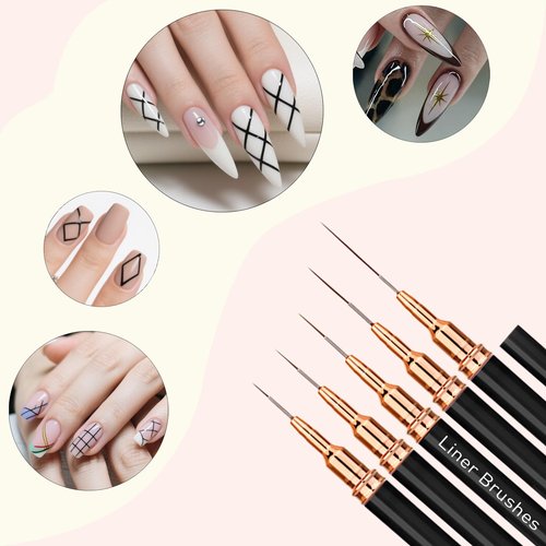 LIGHT RAIN 34Pcs Nail Art Brush Set - Complete Kit with Dotting Tool, Liner Brushes, Acrylic Brushes, Ombre Brush, Cuticle Tool, Rhinestone Picker Pencil for Beginner to Pro Nail Design