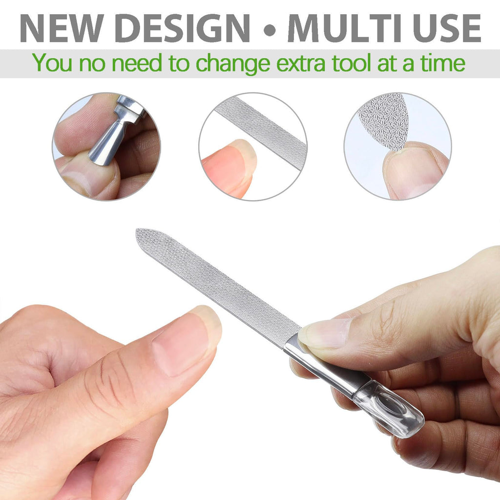VOGARB Toe Nail Files for Thick Nails, Professional Metal Nail File for Men Women Fingernail and Thick Toenails, Double-Ended and Double-Sided Stainless Steel, 2pcs Set