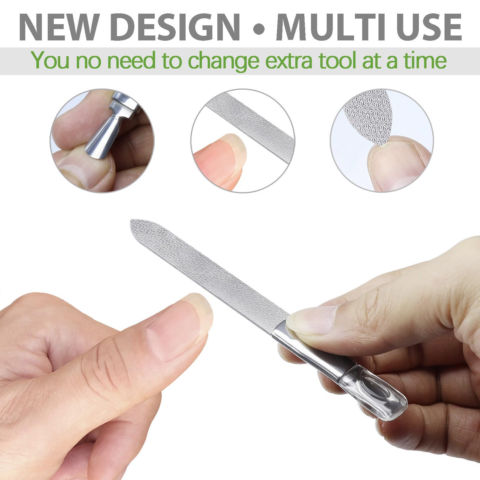 VOGARB Toe Nail Files for Thick Nails, Professional Metal Nail File for Men Women Fingernail and Thick Toenails, Double-Ended and Double-Sided Stainless Steel, 2pcs Set